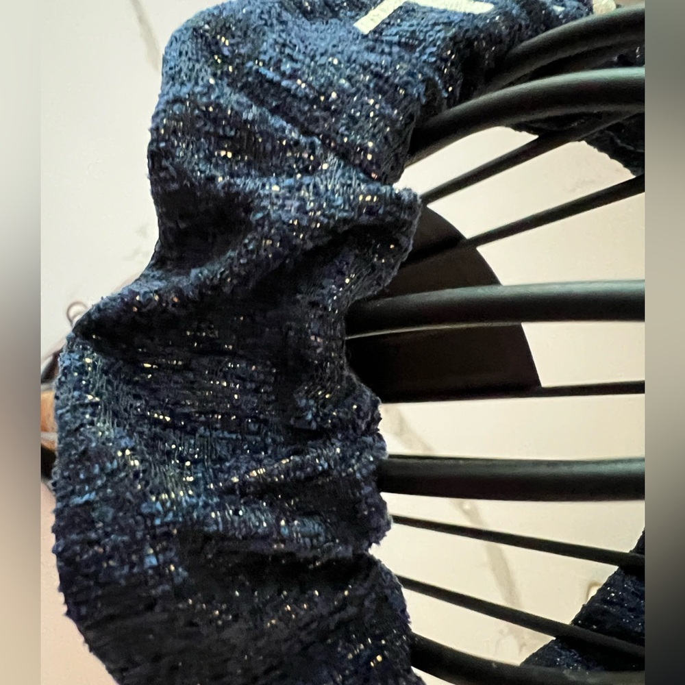 CHANEL Navy Headband with Gold Logo Letters - Picture 5 of 5